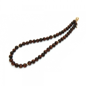 Tiger's Eye Necklace - Red Tiger's Eye Round Bead Tiger's Eye Necklace - Red Tiger's Eye Round Bead